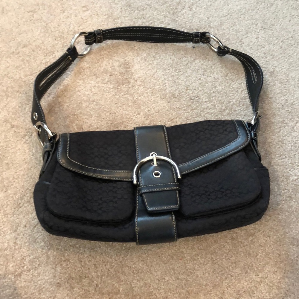 Coach black signature canvas shoulder bag